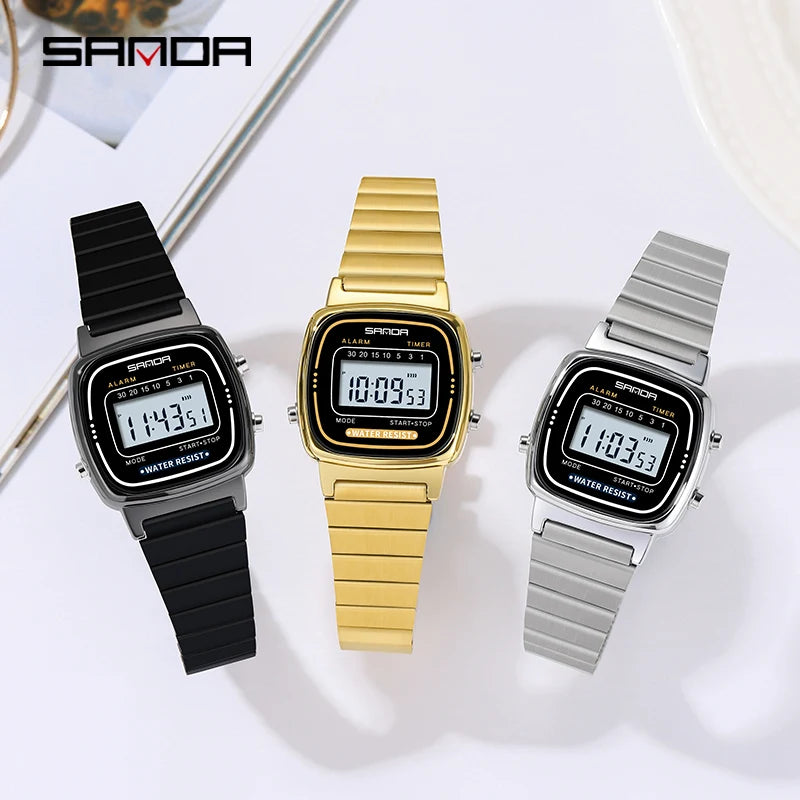 SANDA Golden Quartz Watch - Waterproof Ladies Fashion Wristwatch