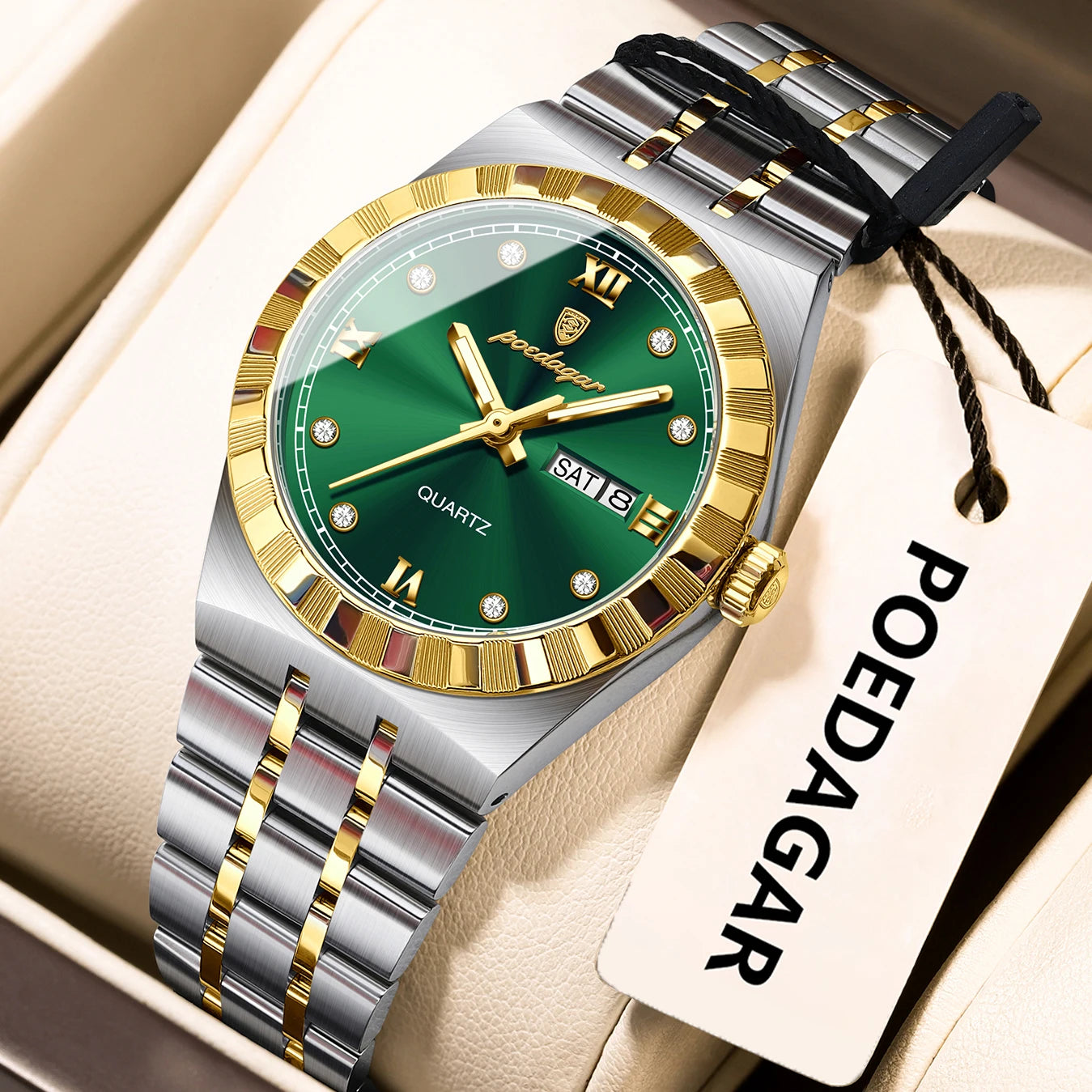 POEDAGAR Luxury Ladies Watch - Luminous Waterproof Week Date Stainless