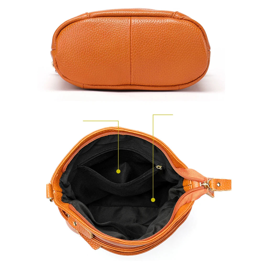 Genuine Leather Women Messenger Bags Cow Leather Crossbody Shoulder Bag Small Female Handbags Capacity Phone Bag for Girls