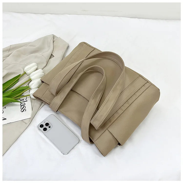 High Quality Commuting Tote Bag Simple Nylon Women's Shoulder Bag Large Capacity Student Class Handbag