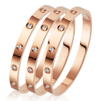 Stainless Steel Bangles - Rhinestone Designer Fashion Jewelry Women