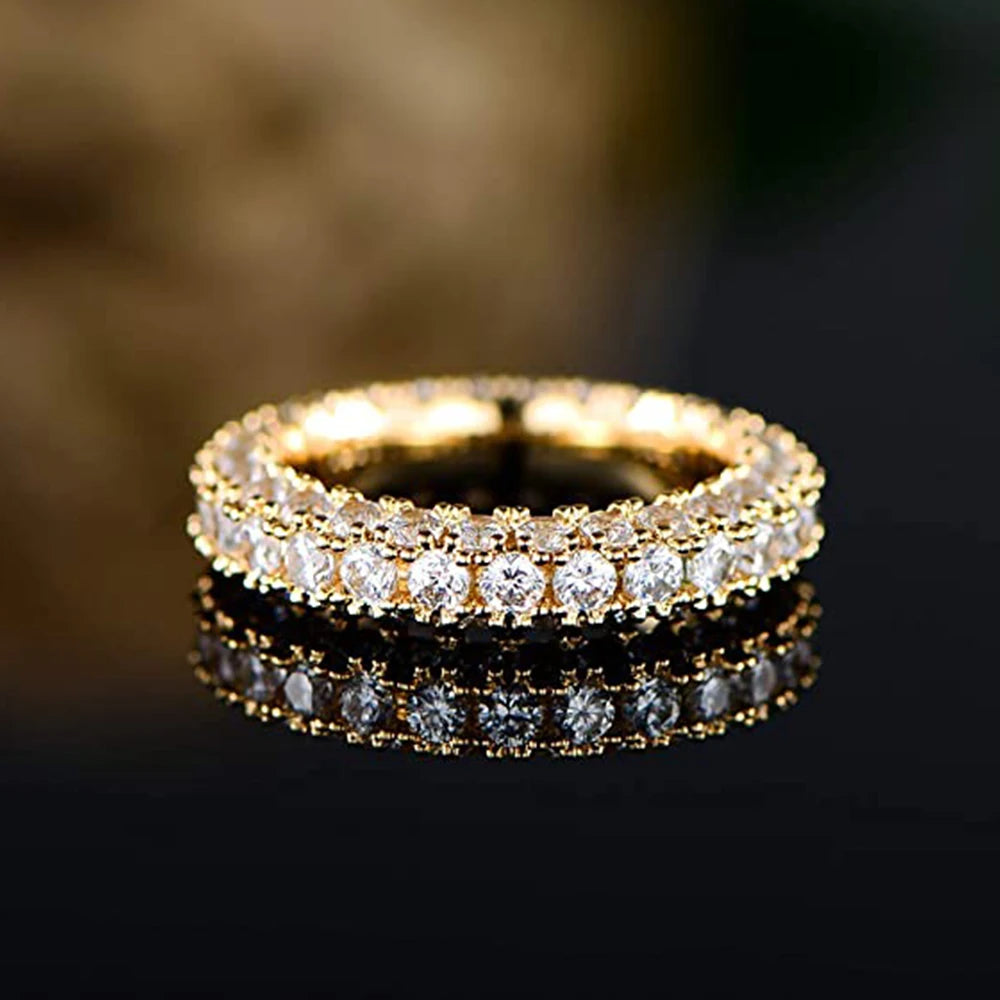 Huitan Luxury Promise Wedding Ring - Micro Paved Cubic Zirconia Women