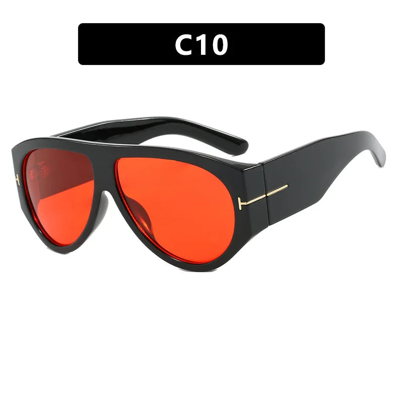 Vintage Oval Large Frame Sunglasses - Trendy Street Style UV400 Women