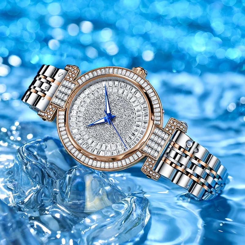 ROMITIME Luxury Diamond Dial Watch - Elegant Waterproof Stainless Steel