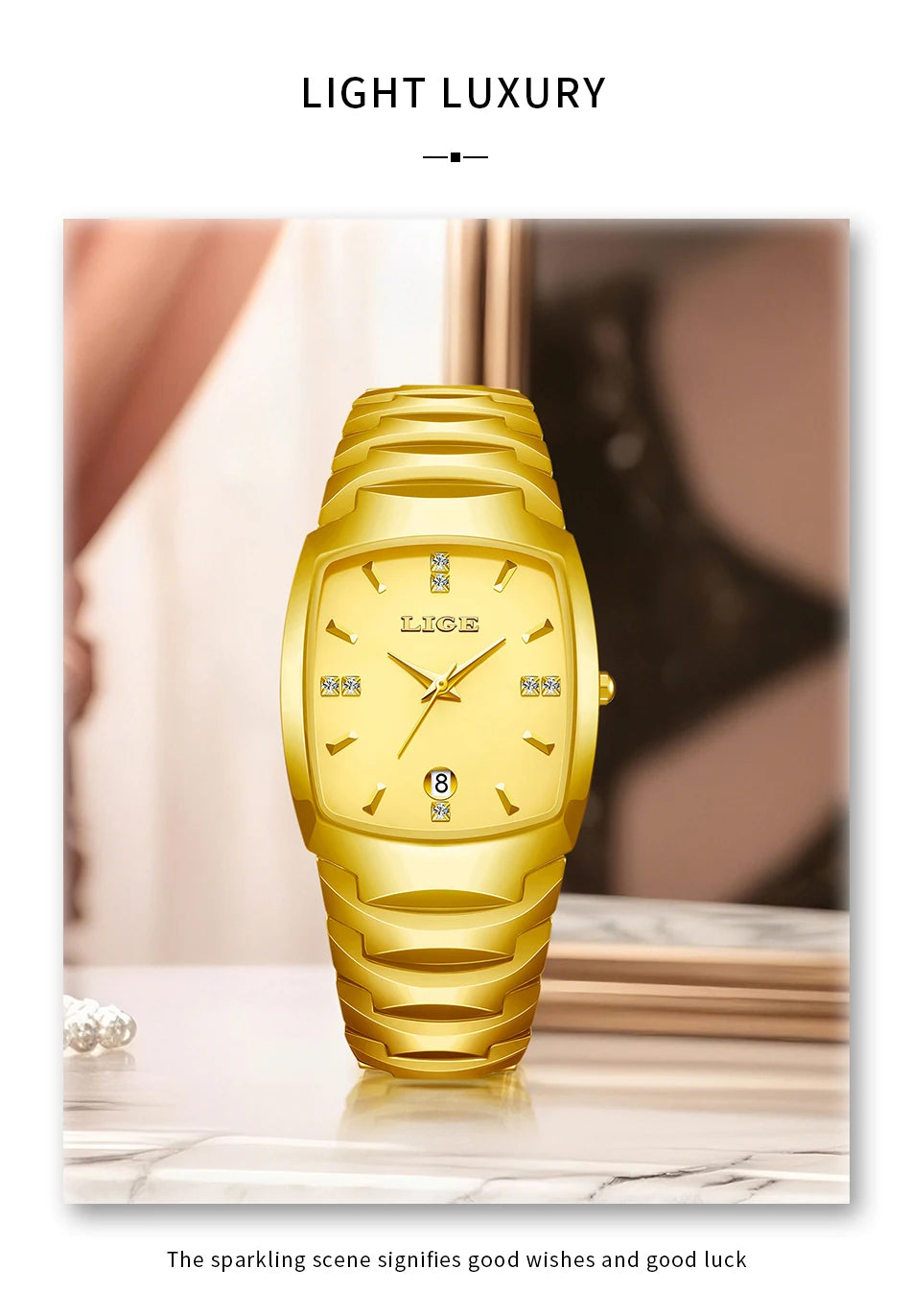 LIGE Fashion Luxury Ceramic Watch - Simple Elegant Calendar Women