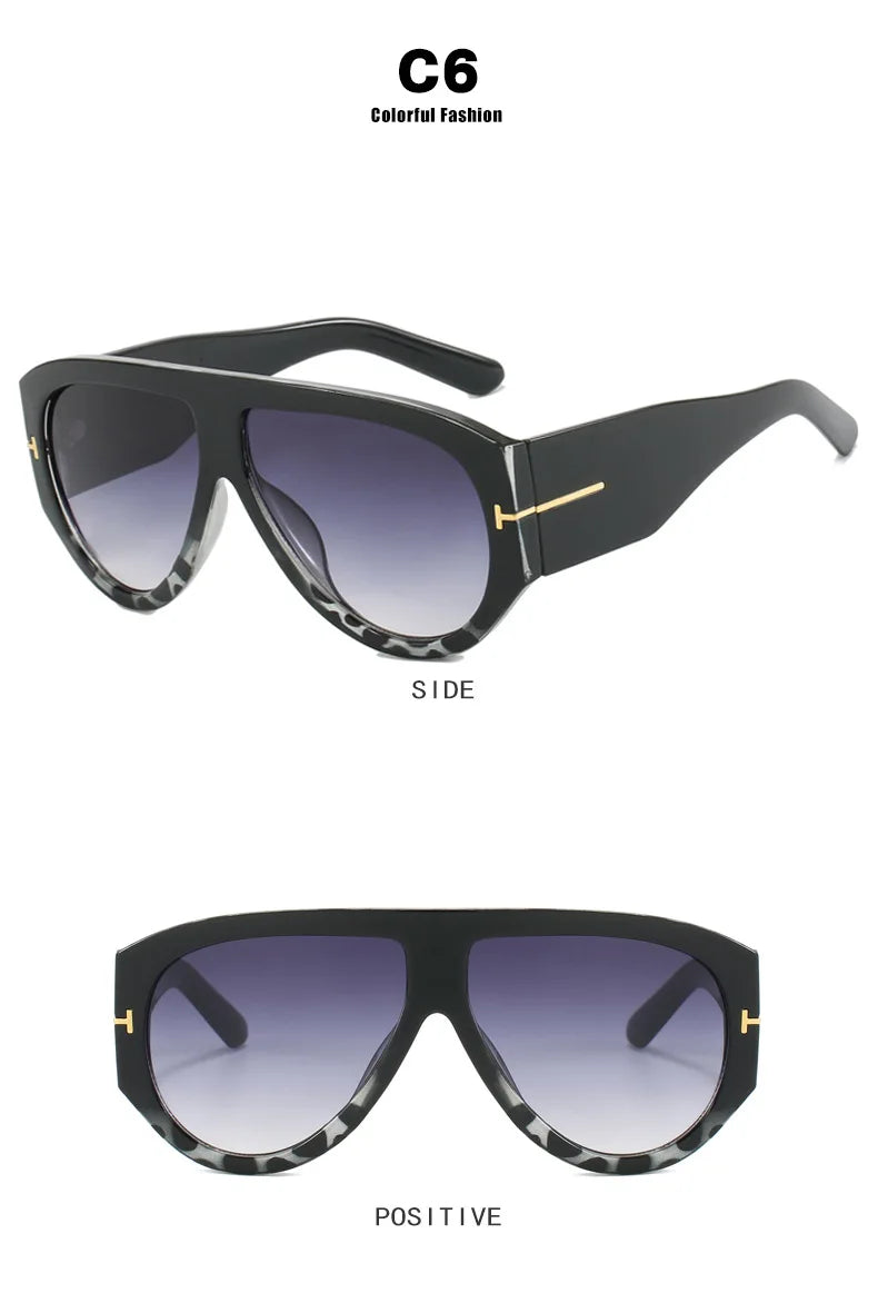 Vintage Oval Large Frame Sunglasses - Trendy Street Style UV400 Women