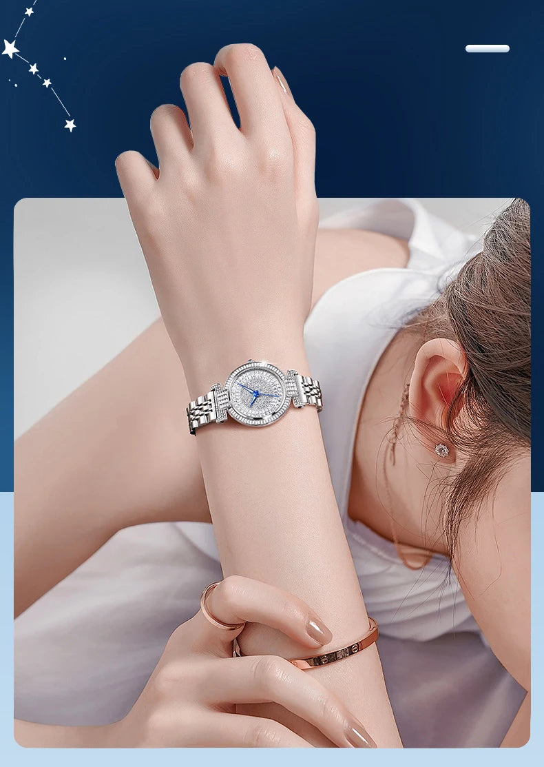 ROMITIME Luxury Diamond Dial Watch - Elegant Waterproof Stainless Steel