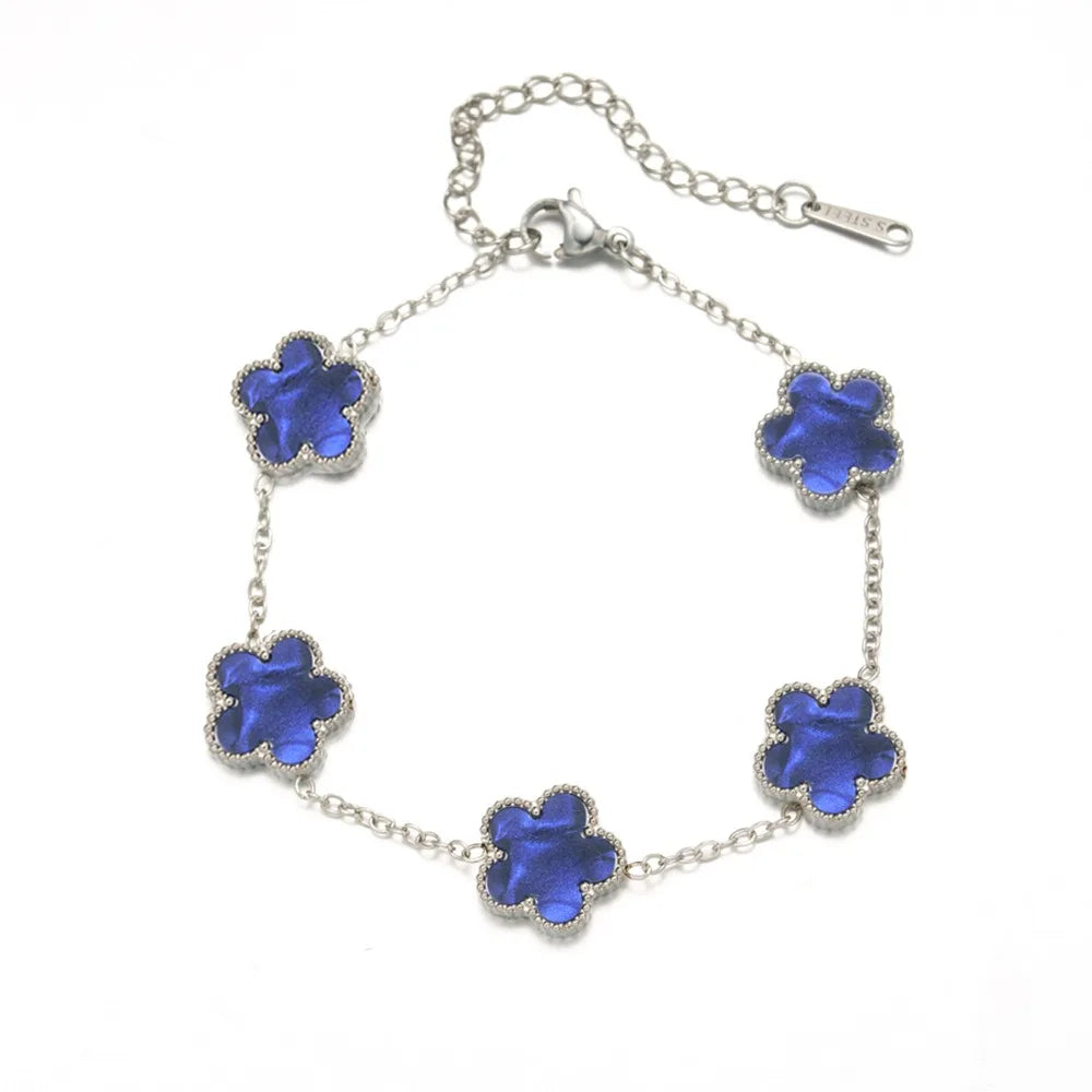 Titanium Steel Five-Leaf Clover Flower Bracelet For Women Adjustable Design Luxury High-End Fashion Fadeless Party Jewelry Gifts