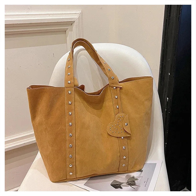 Fashion Suede Sewing Thread Shoulder Bags 2025 New Retro Versatile Commute Simplicity Solid Color Single Women's Handbag