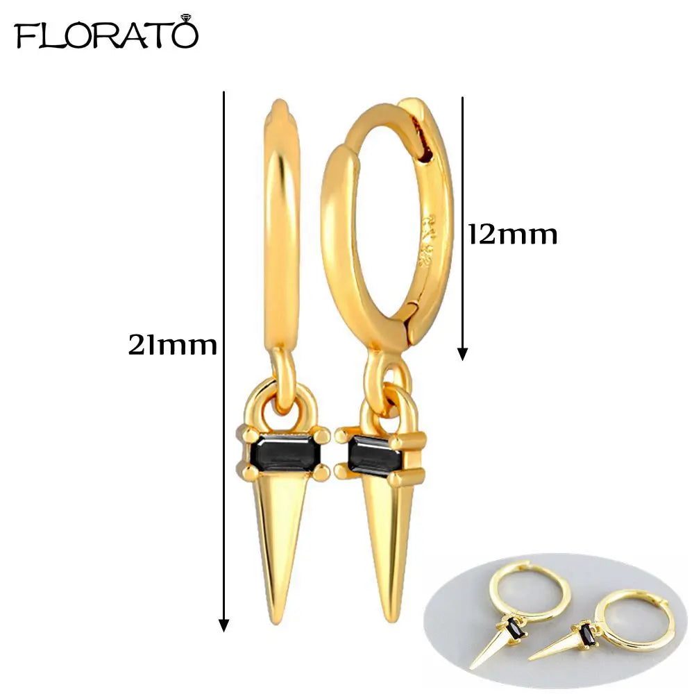 925 Sterling Silver Needle Punk Spike Rivet Hoop Earrings For Women Huggie Earrings Ear Cuff Piercing Earring Gothic Jewelry