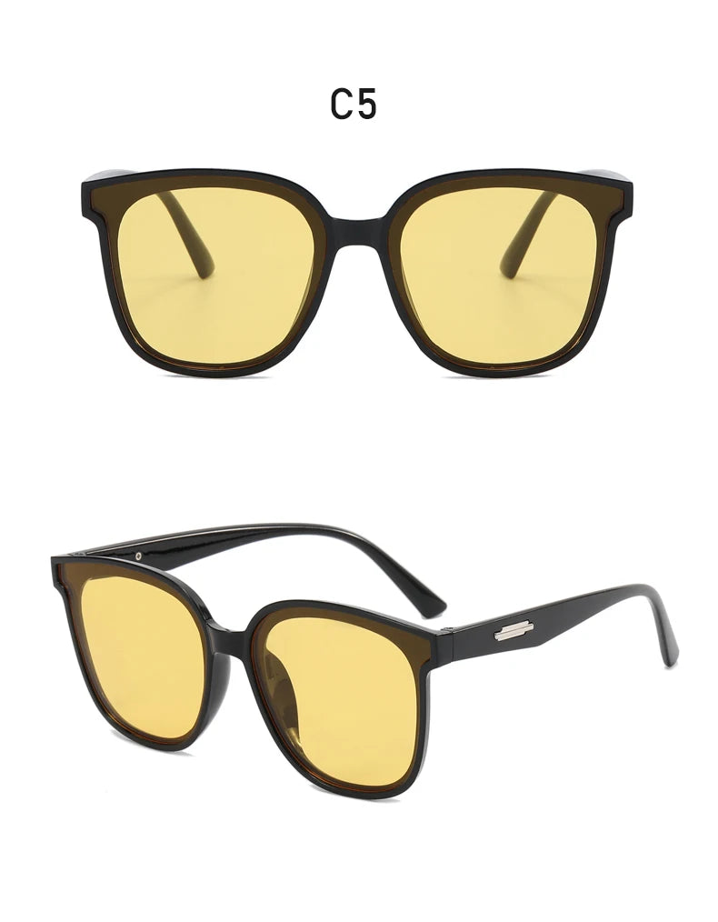 Large Frame Black Face Trimming Sunglasses - Outdoor Travel UV400