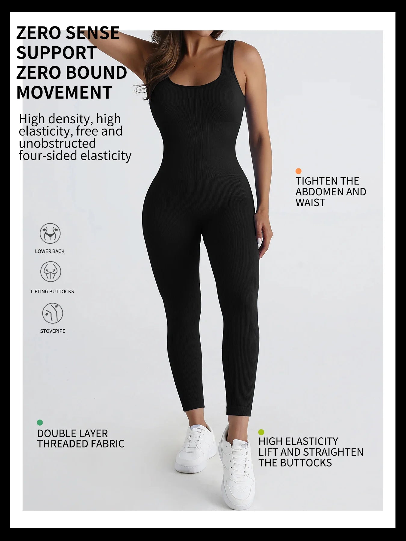 Women Workout Seamless Jumpsuit Yoga Ribbed Bodycon One Piece Square Neck Leggings Romper