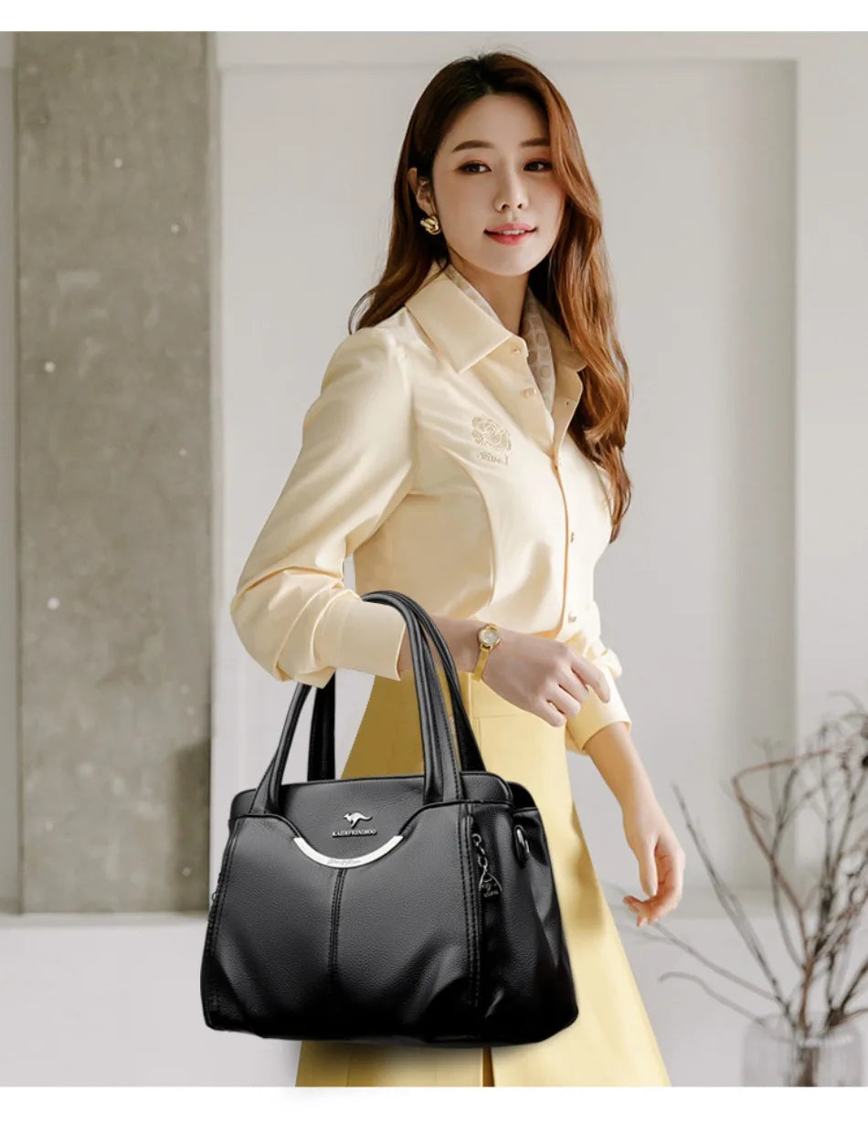 Luxury Soft Leather Handbag - Designer Crossbody Tote Bag 2024