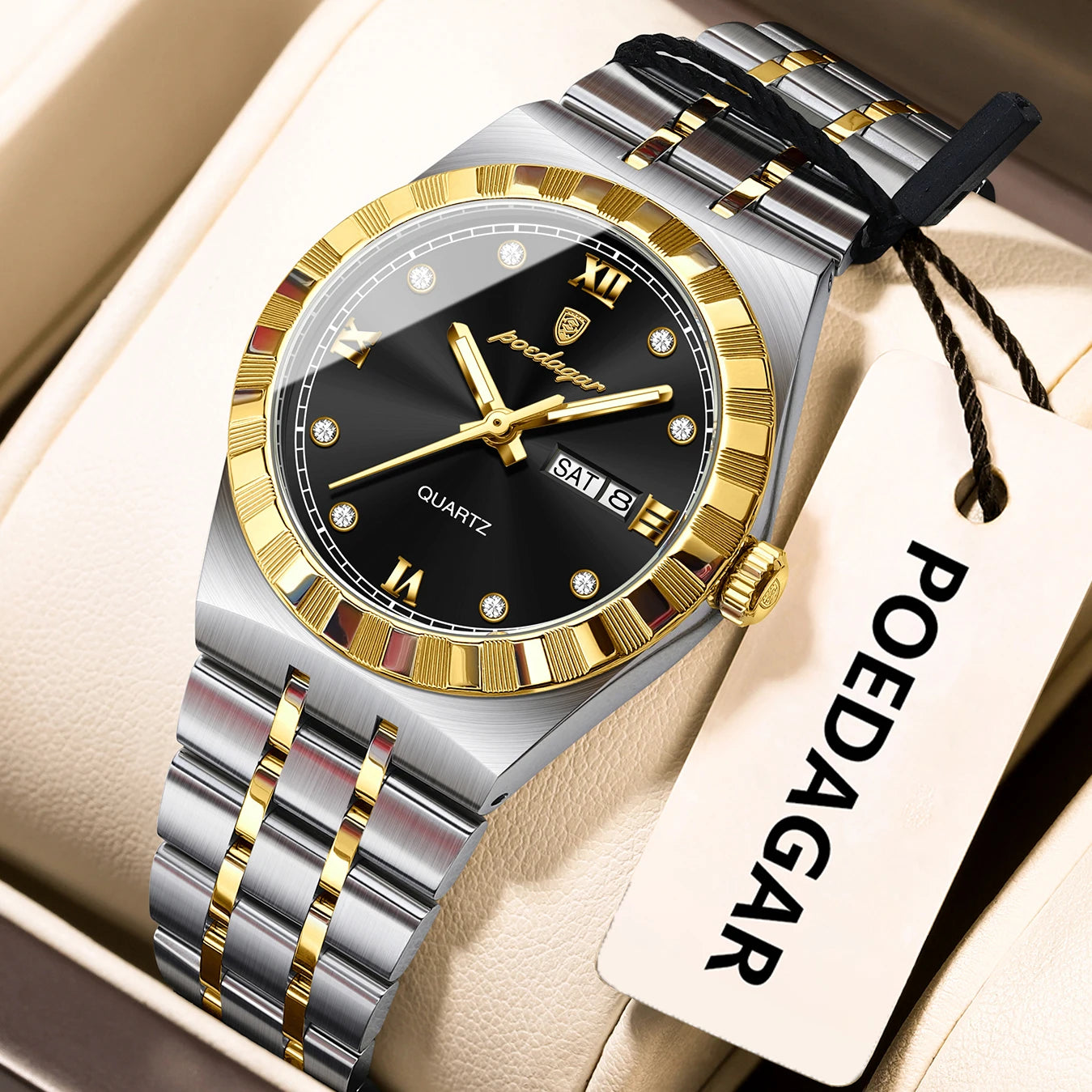 POEDAGAR Luxury Ladies Watch - Luminous Waterproof Week Date Stainless