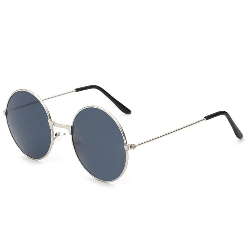 FOENIXSONG Round Pilots Sunglasses - Vintage Silver Gold Black Unisex