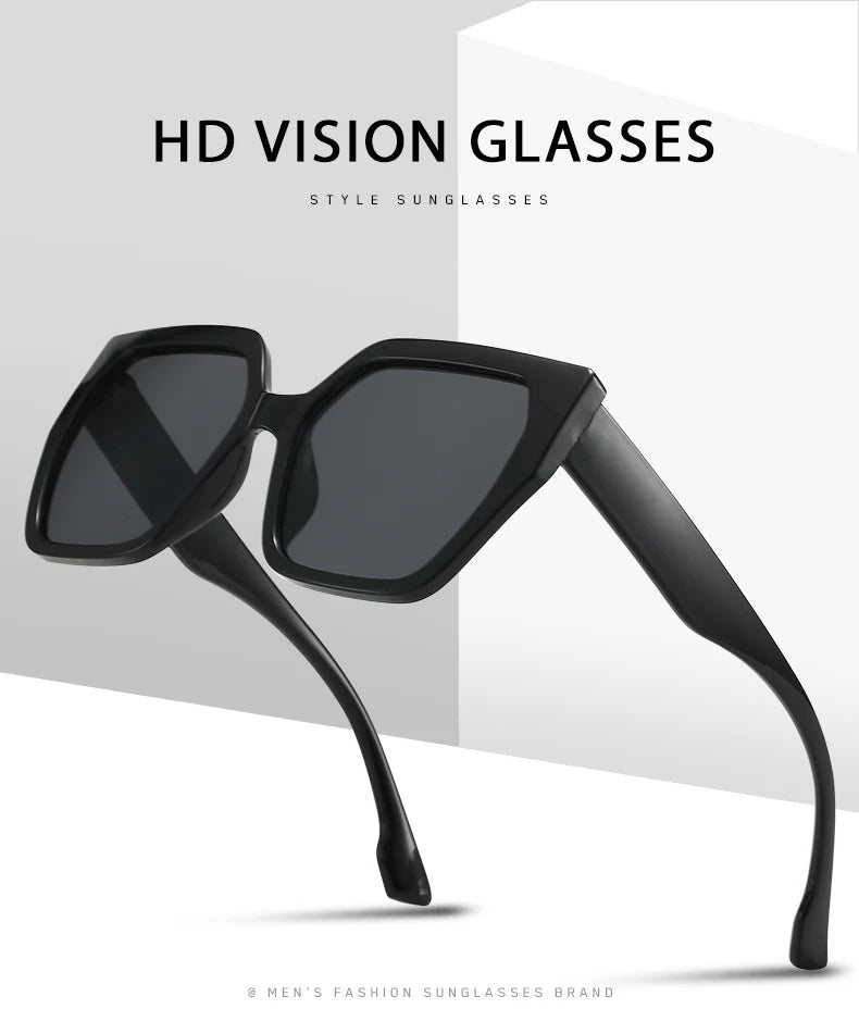 Vintage Square Fishing Sunglasses - Retro Unisex UV400 Black Eyewear
