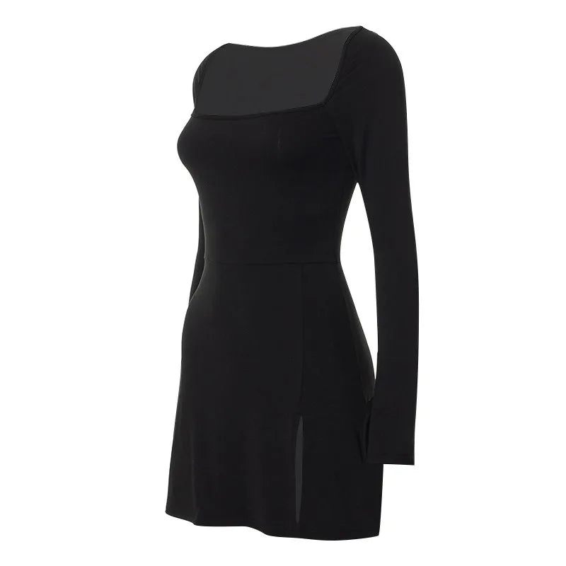Women's Long Sleeve Bodycon Mini Dress - Spring Fashion Lace-up Split