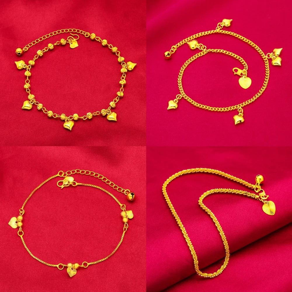 Stainless Steel Bracelets on the Leg Heart Charm Long Chain Foot Anklet 27cm Bohemian Accessories Jewelry Gifts