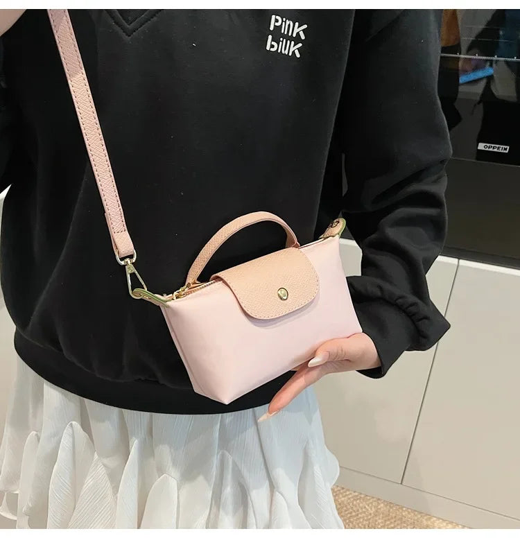 Retro Fashion Nylon Dumpling Bag Women's Crossbody Handbag Soft Polyester Lining Zipper Closure Shoulder Bag Handbag