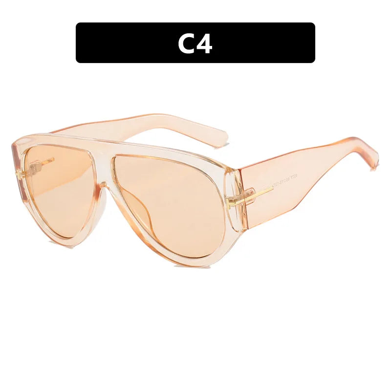 Vintage Oval Large Frame Sunglasses - Trendy Street Style UV400 Women