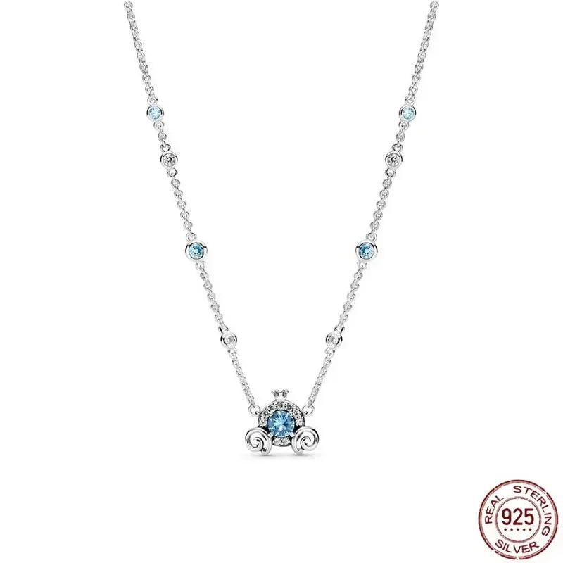 Christmas Birthday Surprise Gifts 925 Sterling Silver Exquisite Shiny Round Heart-shaped Necklace Classic Charm Women's Jewelry