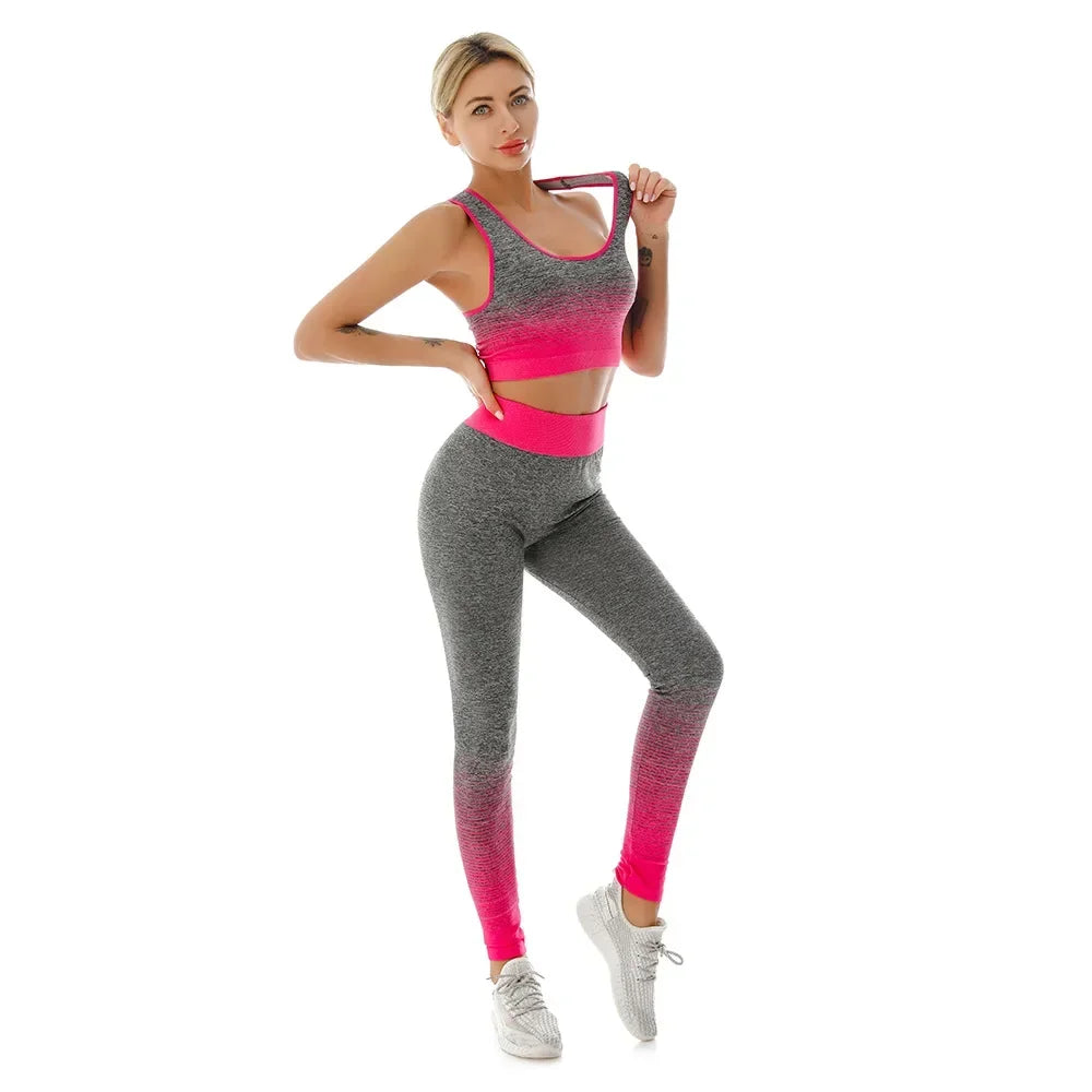2 Piece Yoga Set - Gradual Changing Sports Bra & Leggings