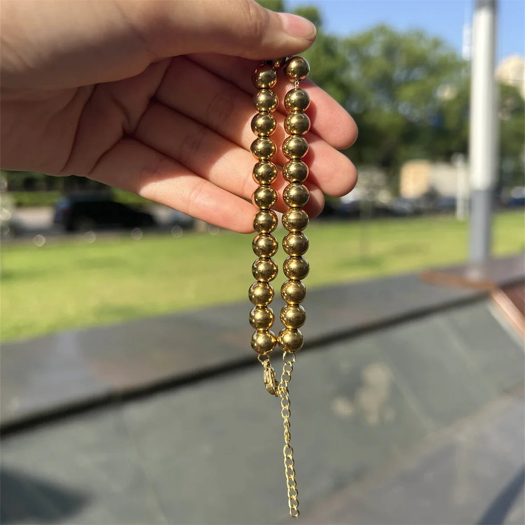 MisenBaBa Stainless Steel Ball Beads Cuff Bracelet for Women Gold Silver Color Beaded Bracelets Charms Metal Statement Jewelry