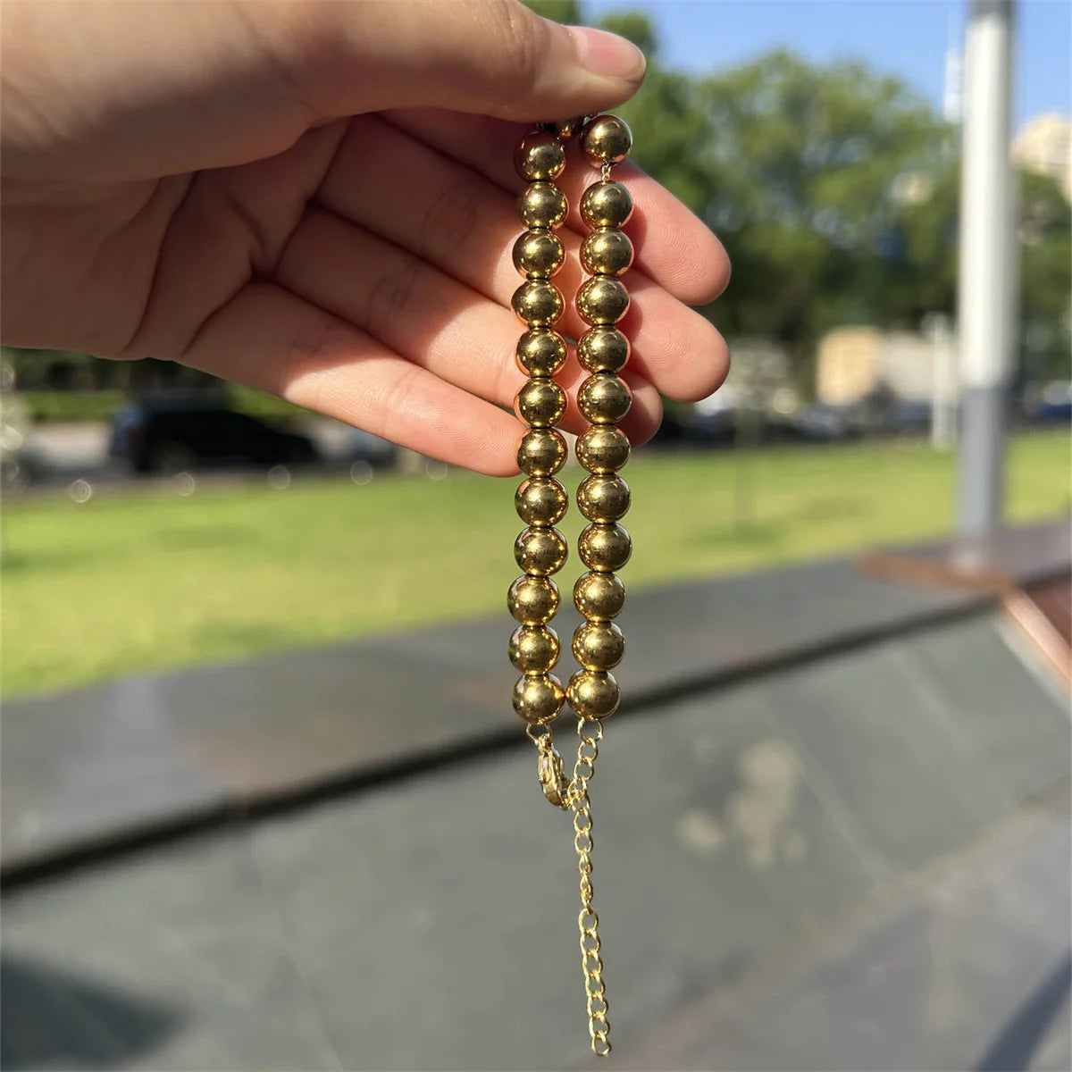 MisenBaBa Stainless Steel Ball Beads Cuff Bracelet for Women Gold Silver Color Beaded Bracelets Charms Metal Statement Jewelry