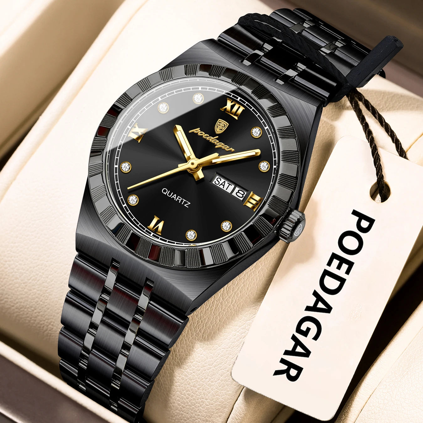 POEDAGAR Luxury Ladies Watch - Luminous Waterproof Week Date Stainless