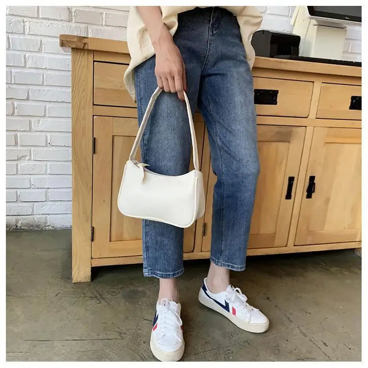 Handle Bag Women Retro Handbag PU Leather Shoulder Totes Underarm Vintage Top Handle Bag Female Small Subaxillary Bags Clutch