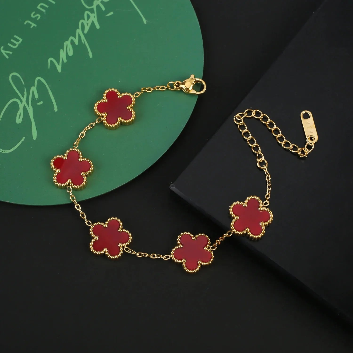 Gold Plated Hot Sale 316L Stainless Steel Plant Five Leaf Flower Bracelet Classic For Woman New Fashion Party Jewelry Clover