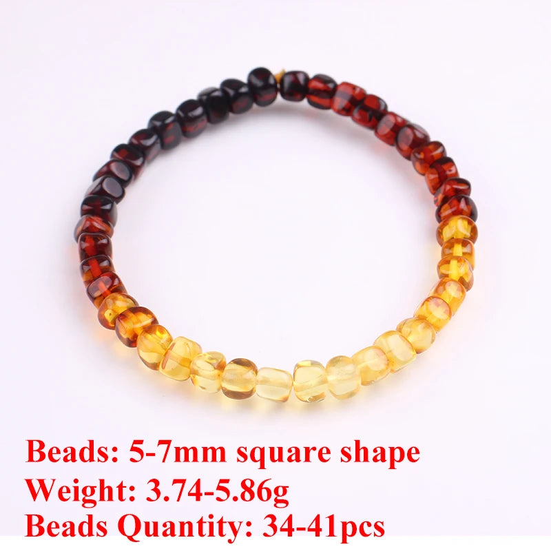 Zhe Ying 100% Natural Amber Bracelet Healing Energy Gemstone Stretch Men Women Bracelets Fashion Jewelry Gift