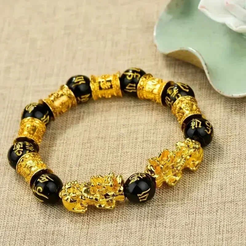1pc Charm Bracelet 10mm Natural Bead Bracelets , Single Attract Wealth And Good Luck Wrist Chain
