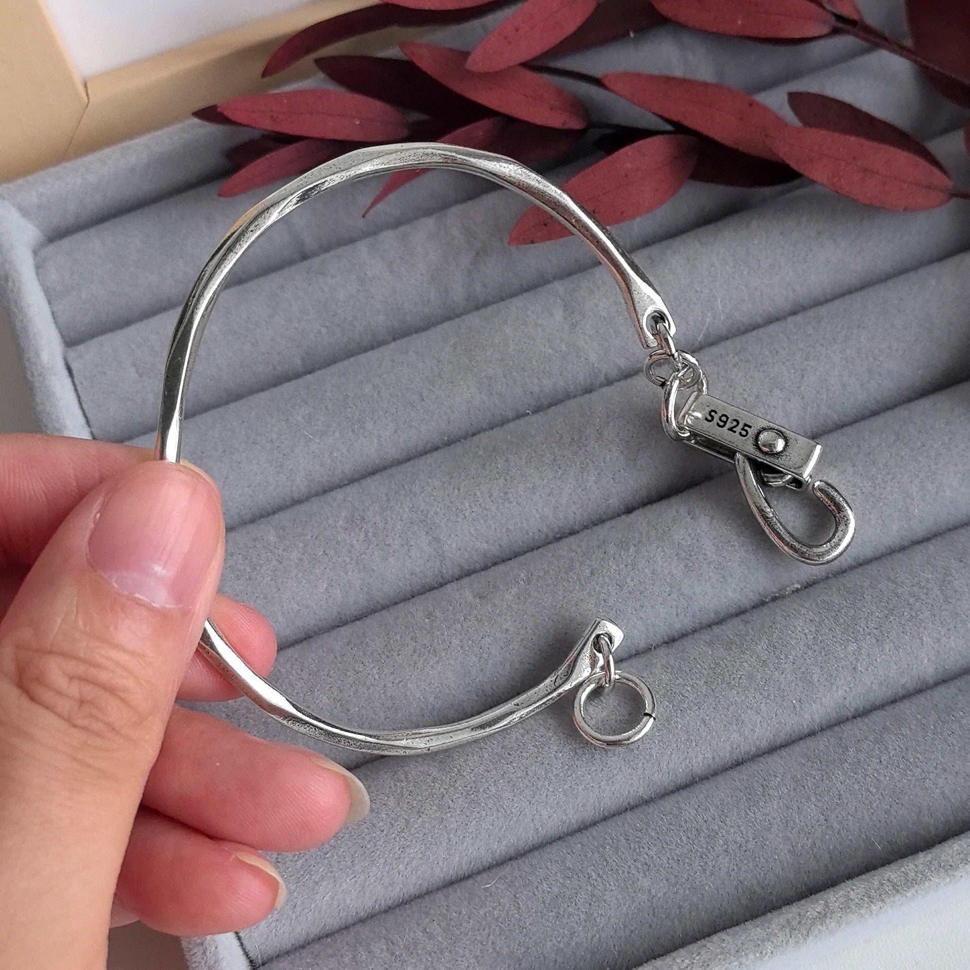 925 Sterling Silver Bracelet Bangle Vintage Open Lock Geometric Punk For Woman Girl Fashion Jewelry Gift Dropship Wholesale