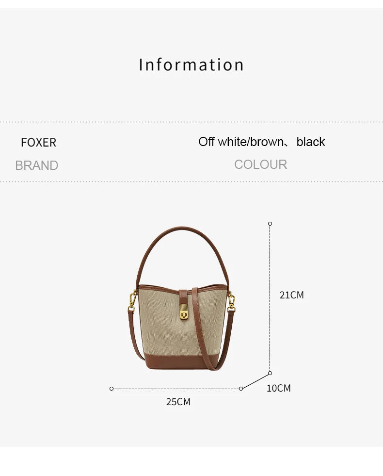 FOXER Women Small Crossbody Bag Lady Fashion Bucket Shoulder Bag 2025 Girl Summer Handbag Purse Special Gift