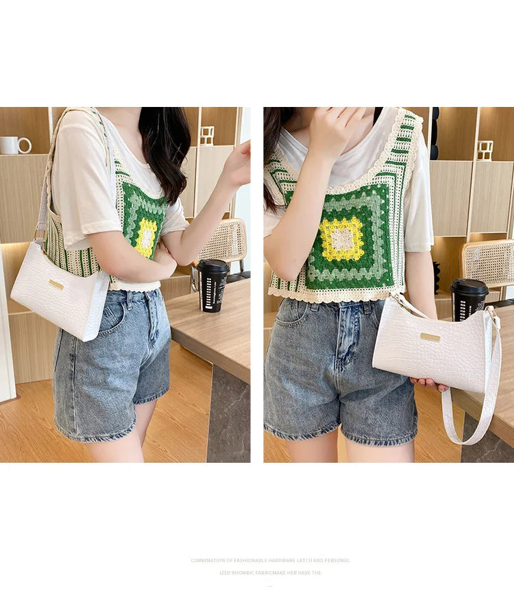 Fashion Shoulder Bag Crocodile Pattern Underarm Bag for Women Exquisite Crossbody Tote Purse Luxury Brand Handbags Shopping Bags