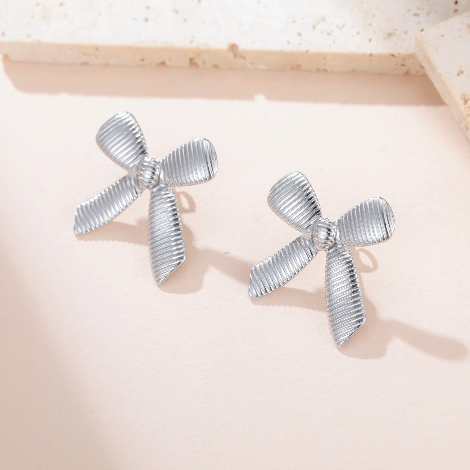 Lucktune Bow Stud Earrings Waterproof Stainless Steel Earrings For Women Fashion Gold Color Jewelry Party Gifts Woman Accesories