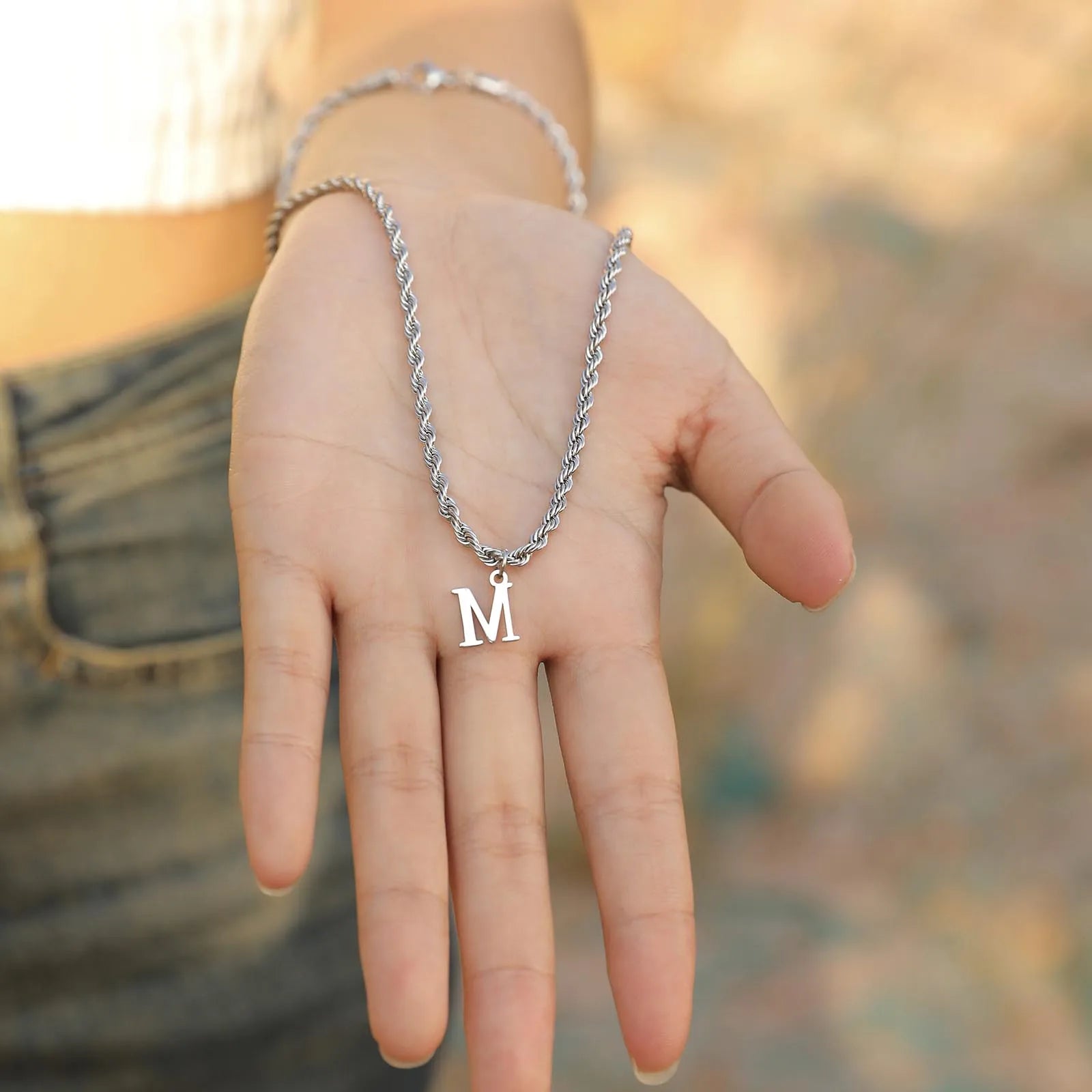 Personalized Initial Letter Necklace for Men - Premium Stainless Steel A-Z Alphabet Pendant with 60cm Chain