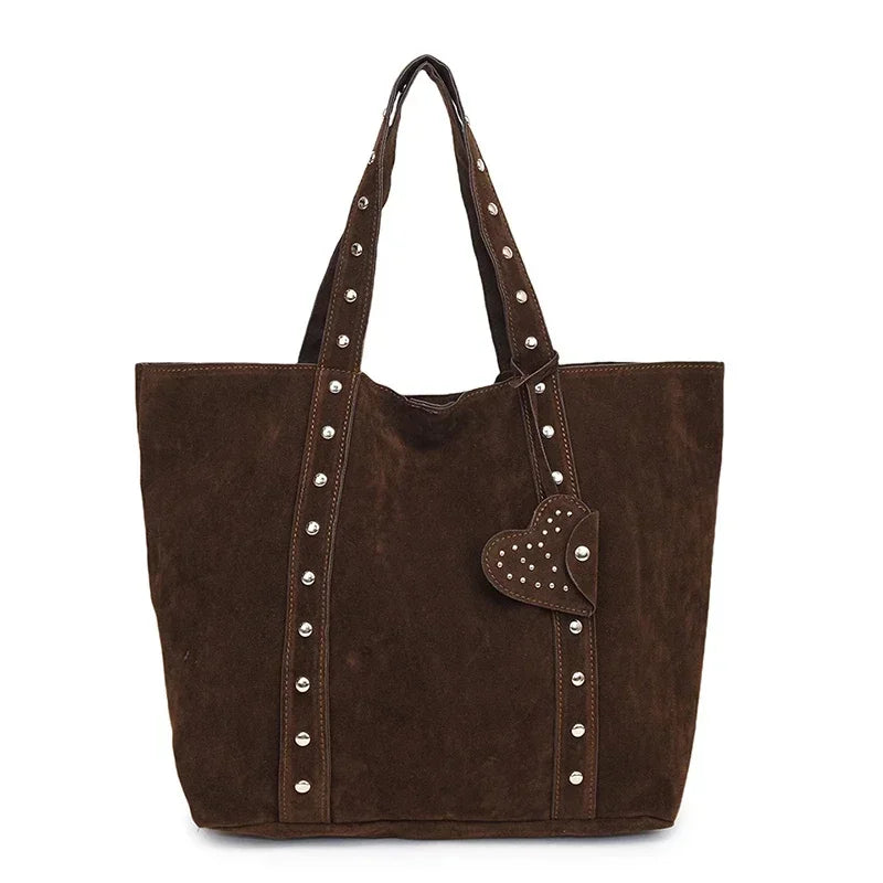 Fashion Suede Sewing Thread Shoulder Bags 2025 New Retro Versatile Commute Simplicity Solid Color Single Women's Handbag