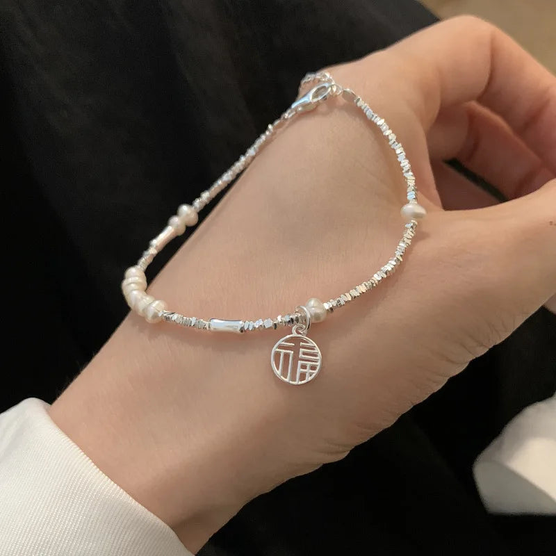 VENTFILLE 925 Sterling Silver Double Layer Pearl Bracelet for Women Girl Design Bead Korean Jewelry Dropshipping