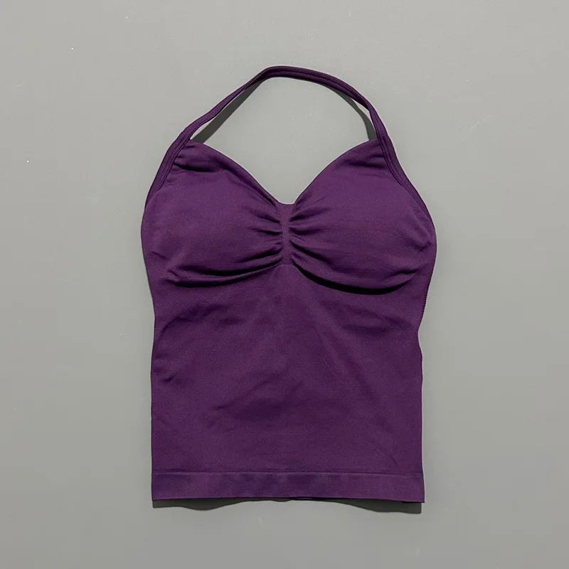 HISTELLO Impact Sports Bra - Longline Strappy Yoga Tank Top