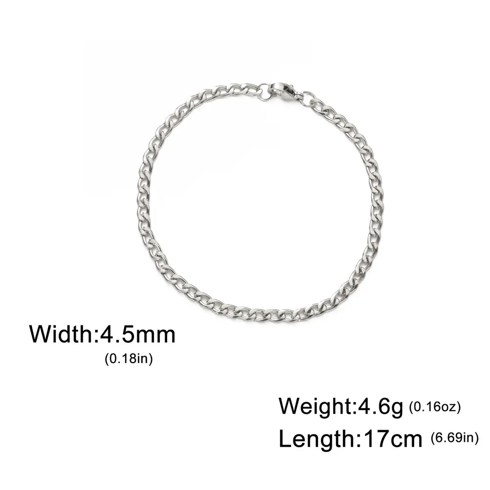 My Shape Fashion Cuban Chain Men Bracelet Stainless Steel 3/5/7/9mm Width Chain Bracelets Figaro Chain Boy Wrist Jewelry Couple
