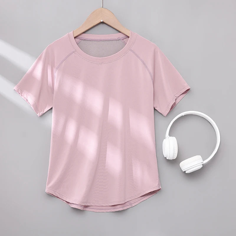 DRUR Yoga Tops - Quick Dry Short Sleeve Workout T-Shirt