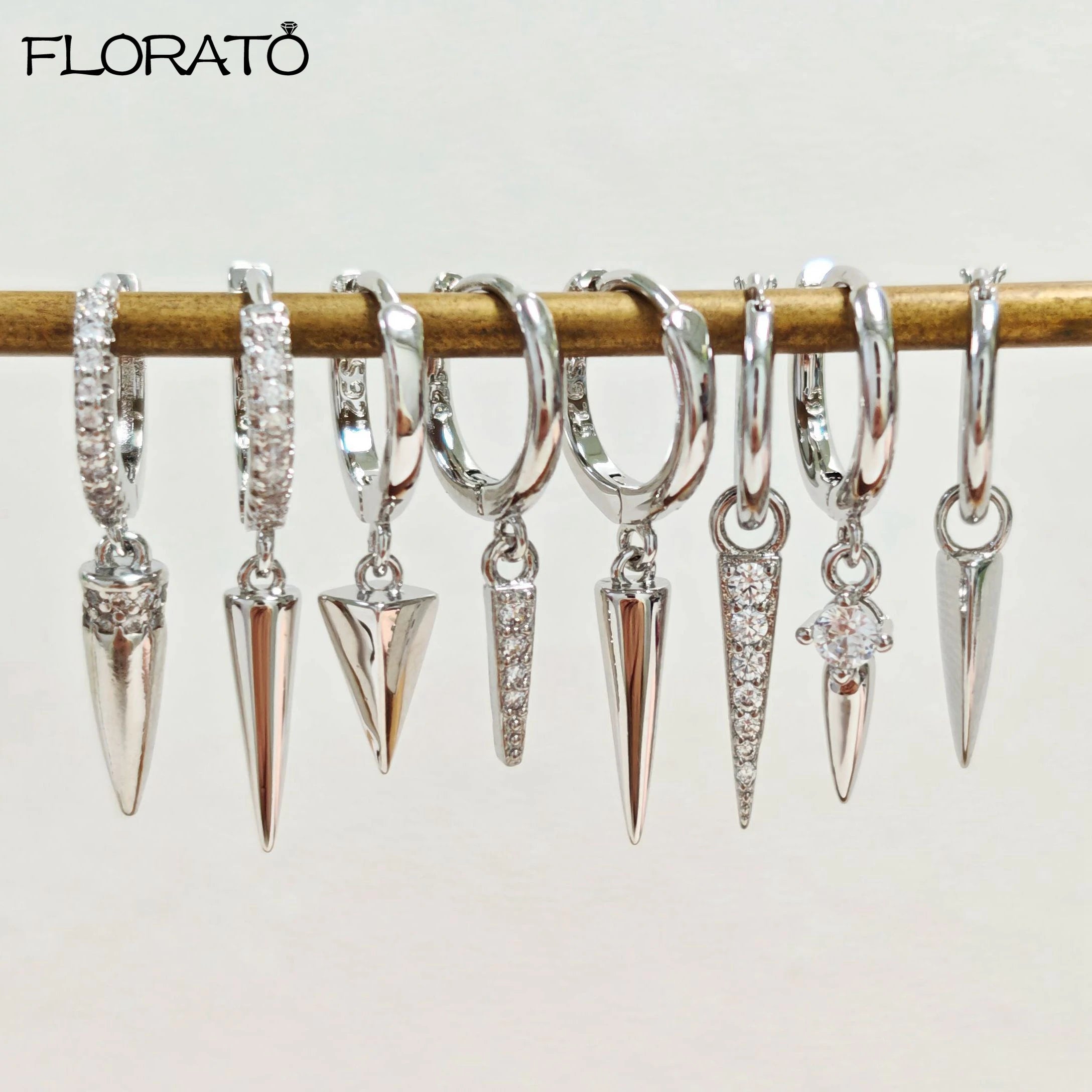925 Sterling Silver Needle Punk Spike Rivet Hoop Earrings For Women Huggie Earrings Ear Cuff Piercing Earring Gothic Jewelry