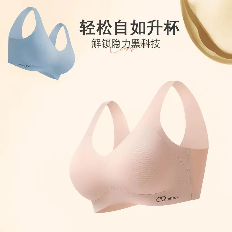 A /B / C Fixed Cup Seamless   Oversized Bra Thin Push Up  Women Underwear