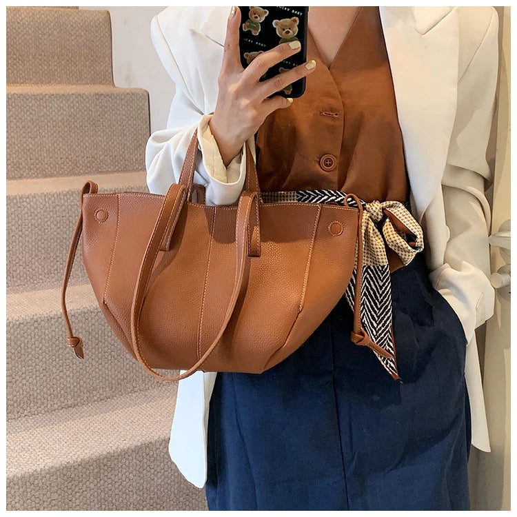 High Quality PU Tote Bags Fashion Solid Hasp Simple Versatile Sense of Luxury Shoulder and Handbags for Women 2024 New Style