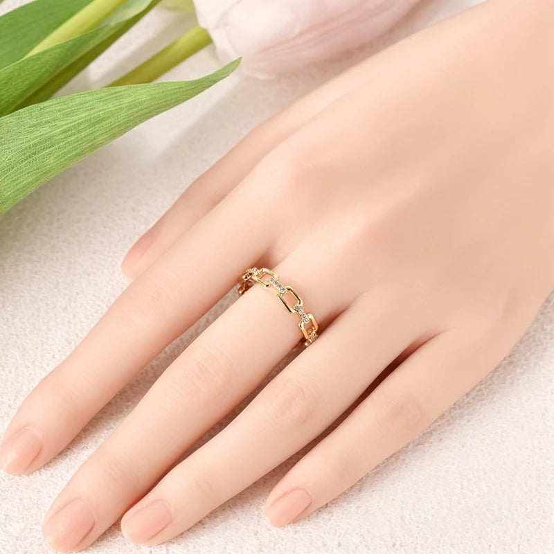 925 Sterling Silver Love Ring - Gold Sparkling Wedding Engagement