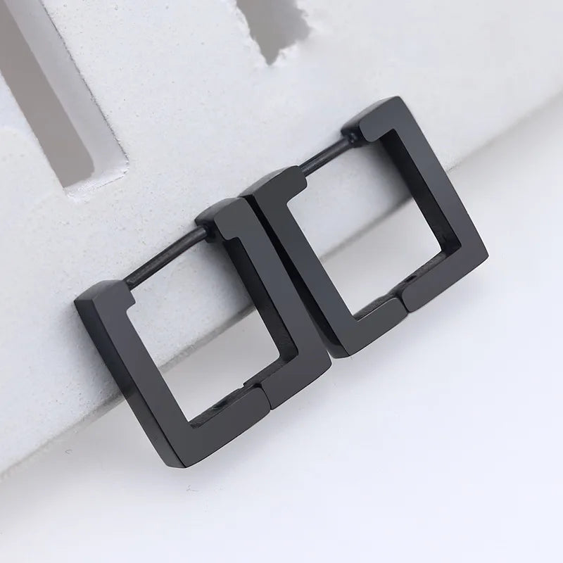 1 Pair High Polished Stainless Steel Hoop Earrings For Women/Men Geometric Allotype Ear Buckles Hip Hop Party Creative Jewelry