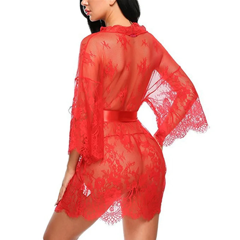 Exotic Female Underwear Nightgown Sexy Lingerie Women Crotchless Sleepwear Pajamas Lace Night Dress Costumes G-string