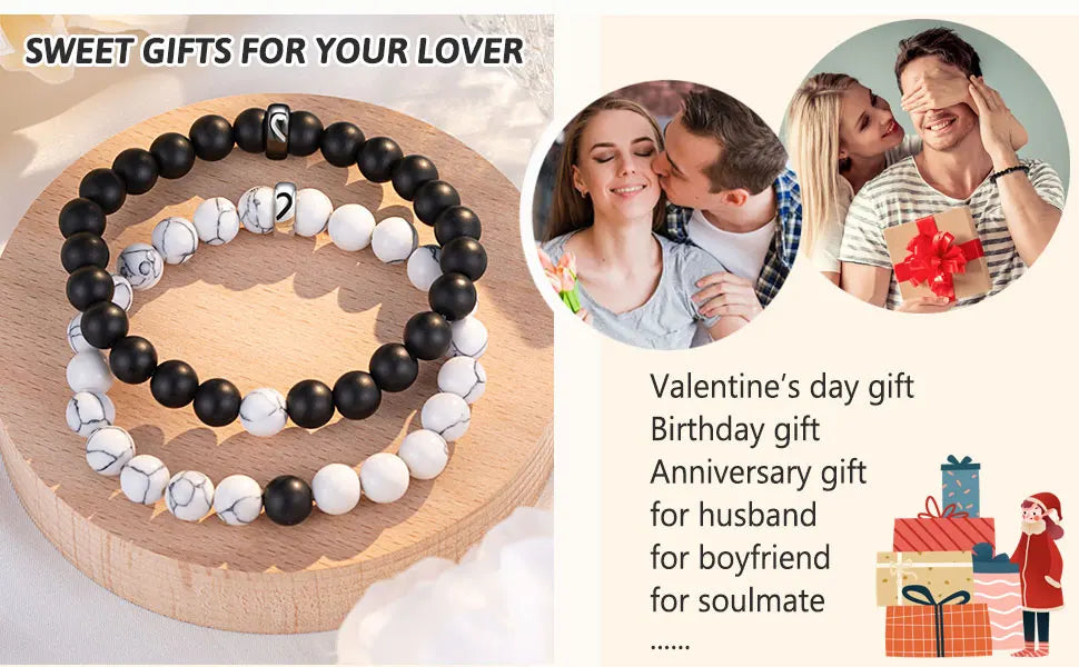2PCS/Set Couple Ring Bracelets Gifts for My Love,My Man,Boyfriend,Soulmate,Valentine's Day Anniversary Birthday Christmas Gift